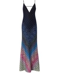 Missoni - Plunging Degrade Lamé Knit Sleeveless Maxi Dress - Lyst