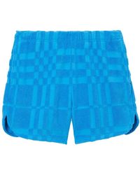 Burberry - Logo Patch Checkered Shorts - Lyst