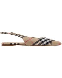 Burberry - Pointed-Toe Checked Slingback Ballet Flats - Lyst