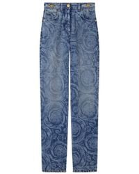 Versace - Barocco Pattern Jeans - Lyst