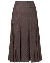 Fendi - Monogrammed A-Line Midi Skirt - Lyst