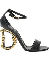 Dolce & Gabbana - Logo Embellished Heel Sandals - Lyst