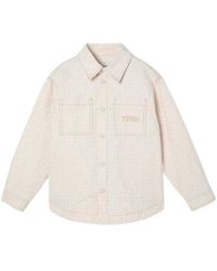 Fendi - Junior Denim-Effect Shirt Jacket With Tone-On-Tone Logo - Lyst