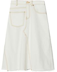 Tory Burch - Deconstructed Raw-Cut Hem Denim Skirt - Lyst