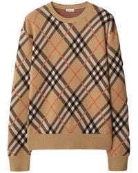 Burberry - Check Wool Blend Sweater - Lyst