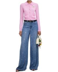 Self-Portrait - Floral Embroidered Knit Cardigan - Lyst