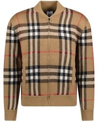 Burberry - Check Wool Bomber Jacket - Lyst