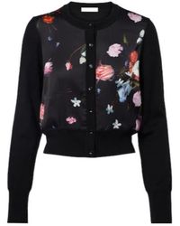 Erdem - Floral Printed Cropped Wool Cardigan - Lyst
