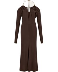 Ferragamo - Ferragamo Long Crepe Dress - Lyst