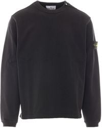 Stone Island - Crewneck Sweatshirt With Sleeve Logo Patch - Lyst