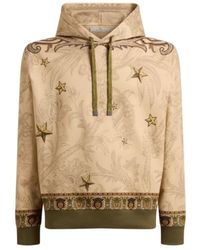 Etro - Cotton-Blend Hooded Sweatshirt With Placed Pegaso Print - Lyst