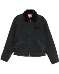 KENZO - Logo Embroidered Denim Jacket - Lyst