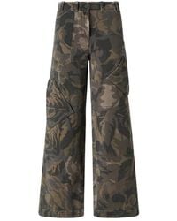 Pinko - Camouflage-Print Wide-Leg Cargo Pants - Lyst
