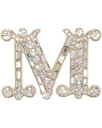 Max Mara - Crystal-Adorned Monogram Brooch - Lyst