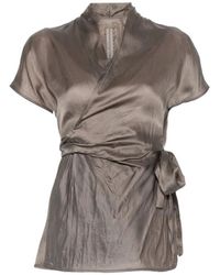 Rick Owens - Tie-Detail Short-Sleeve Blouse - Lyst