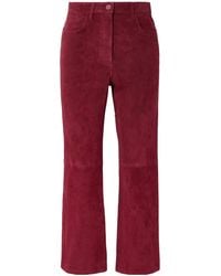 JOSEPH - Duke Cropped Suede Straight-Leg Pants - Lyst