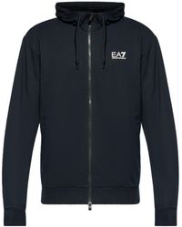 EA7 - Logo-Detail Zip-Up Hoodie - Lyst