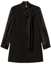 Twinset - Bow-Neck Sheer-Sleeve Mini Dress - Lyst