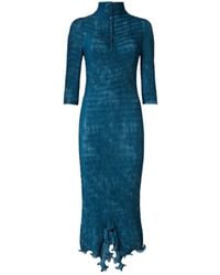Fendi - Printed Asymmetric-Hem High-Neck Midi Dress - Lyst
