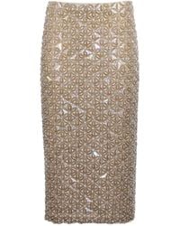 P.A.R.O.S.H. - Sequin Floral Midi Skirt - Lyst