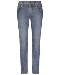 Dolce & Gabbana - Logo-Patch Slim-Fit Jeans - Lyst