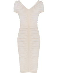 Elisabetta Franchi - Ruched V-Neck Midi Dress - Lyst