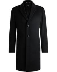 BOSS - Single-Breasted Mid-Length Wool Coat - Lyst