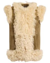 Etro - Shearling Waistcoat With Peacock Embroidery - Lyst