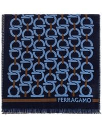 Ferragamo - Ferragamo Gancini Pattern Fringed Scarf - Lyst