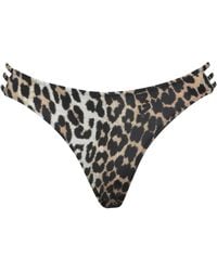 Ganni - Leopardprint Stretch Bikini Bottom - Lyst