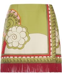 La DoubleJ - La Doublej Fringed Satin Mini Skirt - Lyst