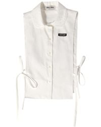 Miu Miu - Slubbed Poplin Side-Tie Sleeveless Shirt - Lyst