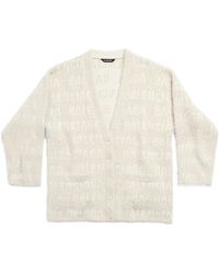 Balenciaga - Allover Logo Furry Cardigan - Lyst