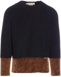 Marni - Panelled Logo Embroidered Jumper - Lyst