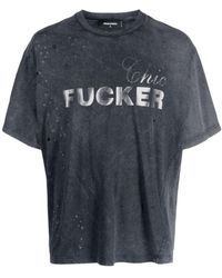 DSquared² - Graphic-Print Distressed T-Shirt - Lyst