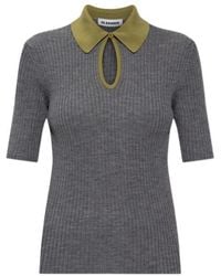 Jil Sander - Keyhole Collar Knitted Top - Lyst