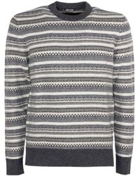 Eleventy - Jacquard Crew-Neck Knitted Sweater - Lyst