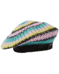 Ganni - Logo Embroidered Striped Beret - Lyst