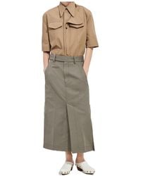 Bottega Veneta - Cotton And Silk Gabardine Skirt - Lyst