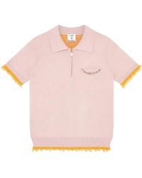 CASABLANCA - Double Face Frayed-Edge Knitted Polo Shirt - Lyst