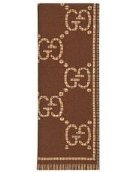 Gucci - Gg Jacquard Fringed Edge Scarf - Lyst