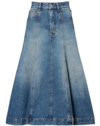 Victoria Beckham - Denim Midi Skirt - Lyst
