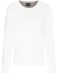 EA7 - T-Shirt With Round Neck And Long Sleeves - Lyst