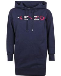 KENZO - Logo-Embroidered Sweatshirt Dress - Lyst