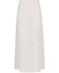 Ferragamo - Side-Slit Knitted Midi Skirt - Lyst