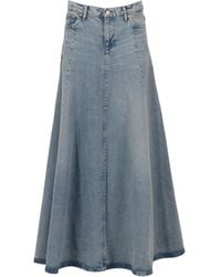 7 For All Mankind - Logo-Patch Denim Maxi Skirt - Lyst