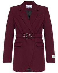 Ganni - Belted-Waist Blazer - Lyst