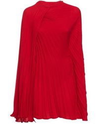 Valentino - Diagonal Pleat Silk Georgette Mini Dress - Lyst