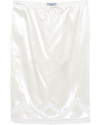 Prada - Drawstring Satin Midi Skirt - Lyst