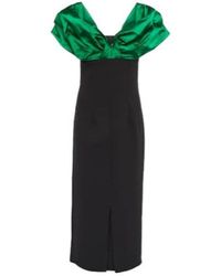 Safiyaa - Diane Satin-Trimmed Midi Dress - Lyst